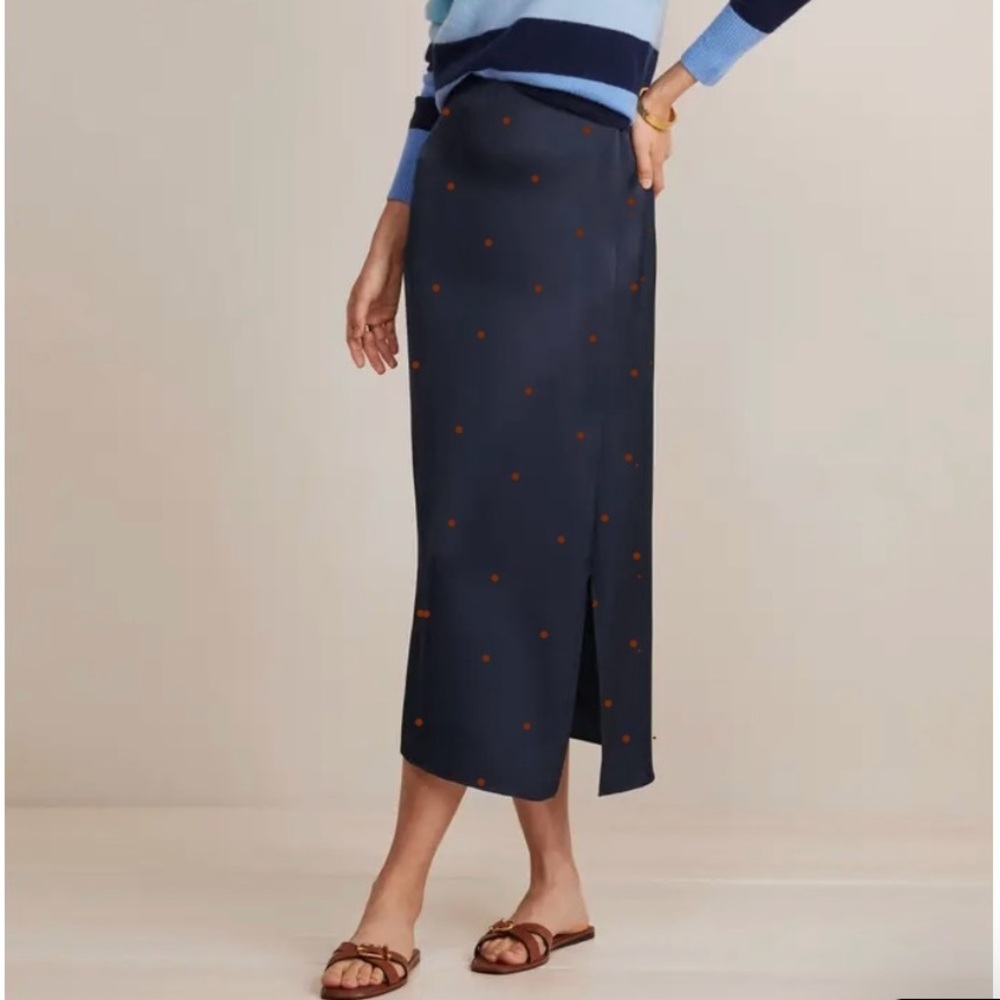 Vineyard Vines Satin Midi Slip Skirt Whaletail Rope Navy